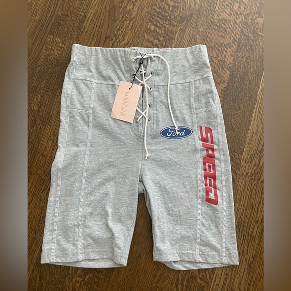 MISSGUIDED X FORD Collection Grey Biker Shorts womens size 6 Brand New - Picture 7 of 11